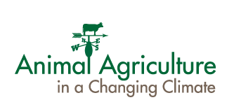 logo for animal agriculture climate change which includes a weather vane with cow and top
