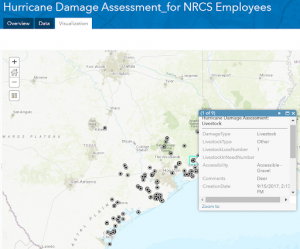 Figure 6.  Screenshot of visual map of data collected through ESRI’s ArcGIS Online Portal