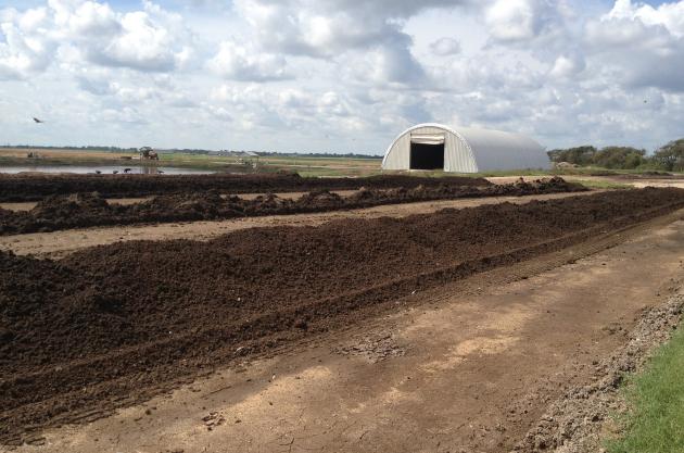 solid manure storage area at a layer farm
