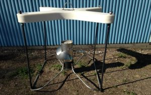 Figure 1. One of two WISE technology models, this for open ponds (44” wide). The other model fits through a doorway to be installed in the manure storage pits of deep-pit hog barns. 