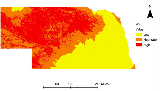 Figure 1. Distribution of groundwater contamination vulnerability modeled with HYDRUS-1D 