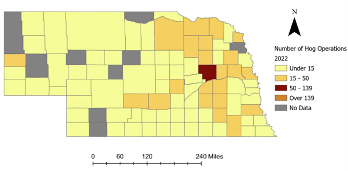 Figure 2. Level swine inventory data for Nebraska (Census of Ag, 2022) 
