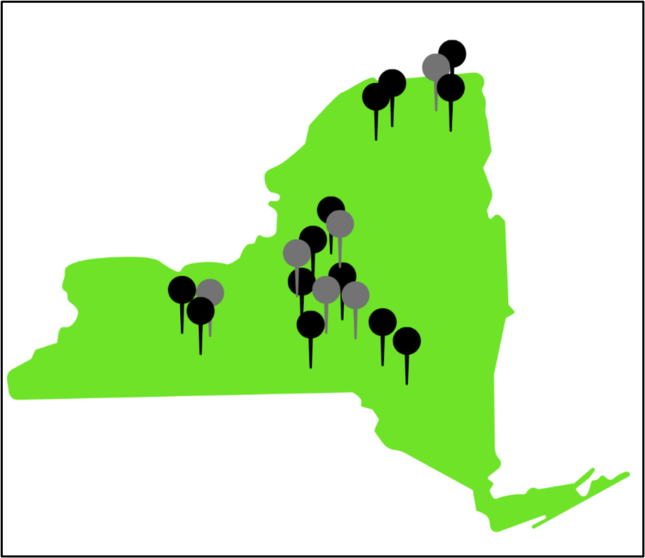 Figure 1. Nineteen Value of Manure trials have been implemented across New York between 2023 and 2024.